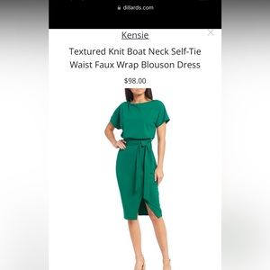 Kensie Boat Neck Blouson dress, green, size 14